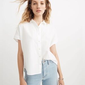 Madewell White Cropped Button-Down Shirt Size XXS